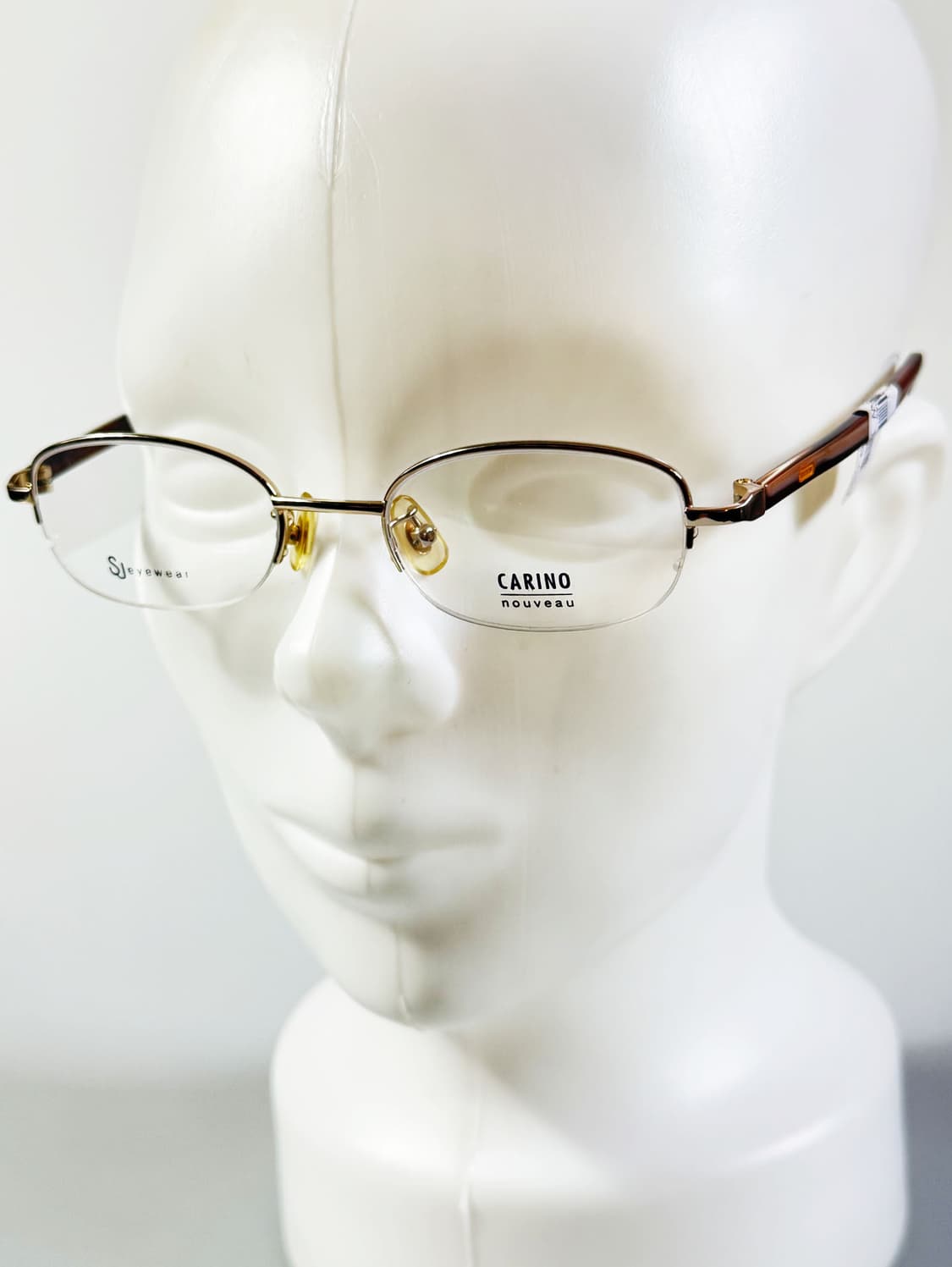 서전 SJ CARINO 골드 반무테 스퀘어 프레임 빈티지 안경 상품이미지8