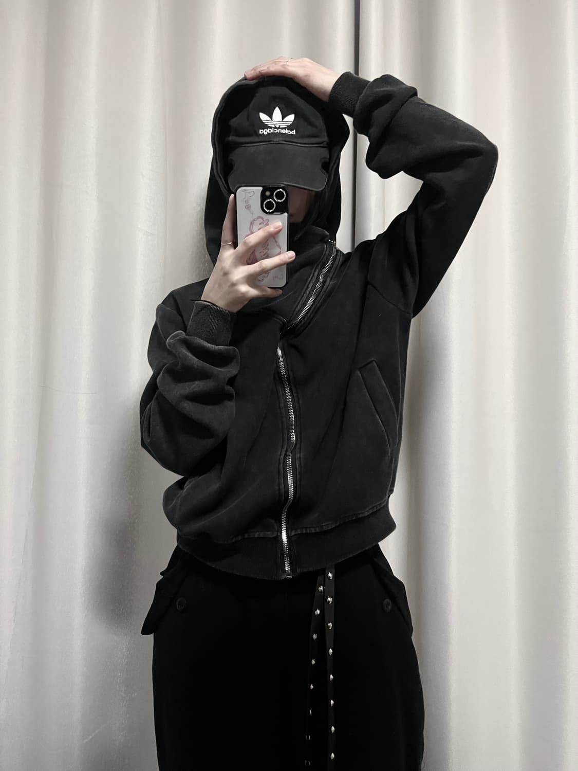 빈티지 하이넥 워싱 투웨이 후드집업 상품이미지6