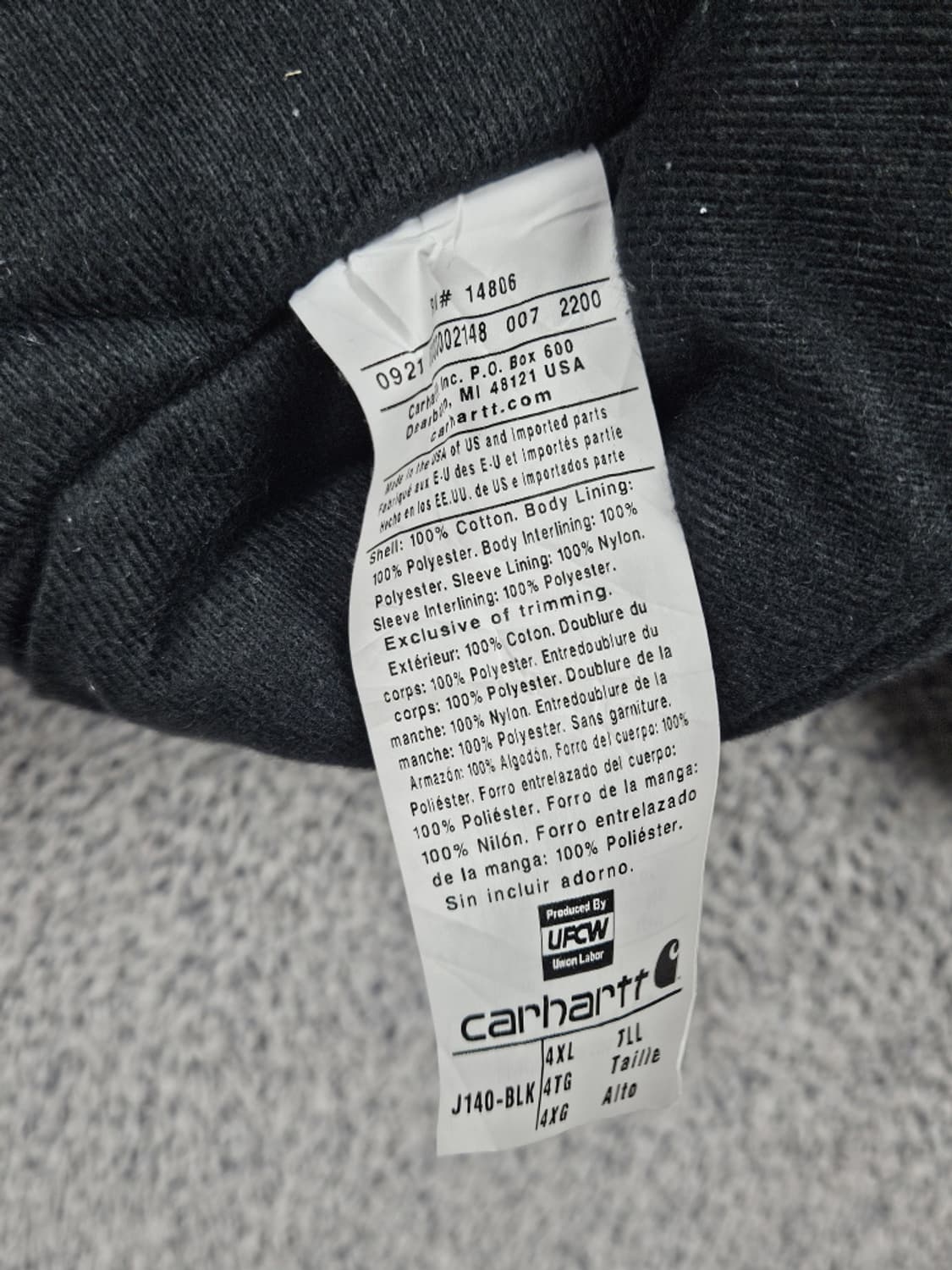 칼하트 J140 덕 액티브 후드 워크 자켓 ( 4XL ) / 10070 상품이미지9