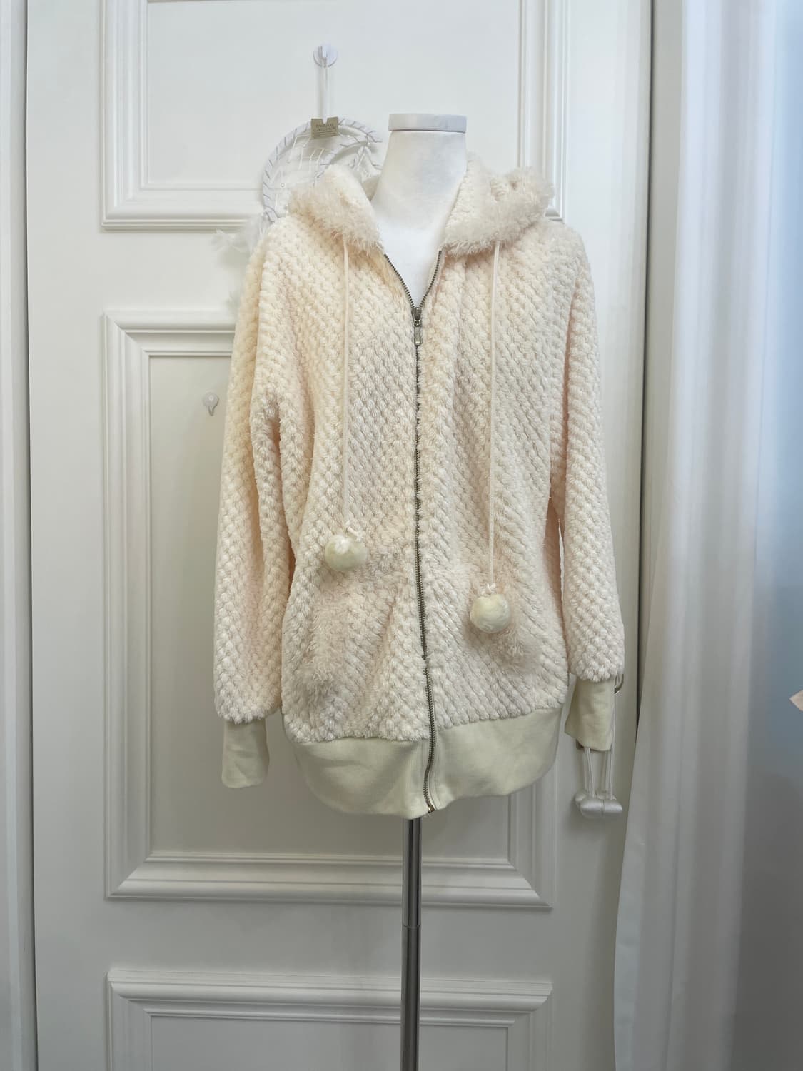 ivory lovely over fur hoodi-zip 상품이미지1
