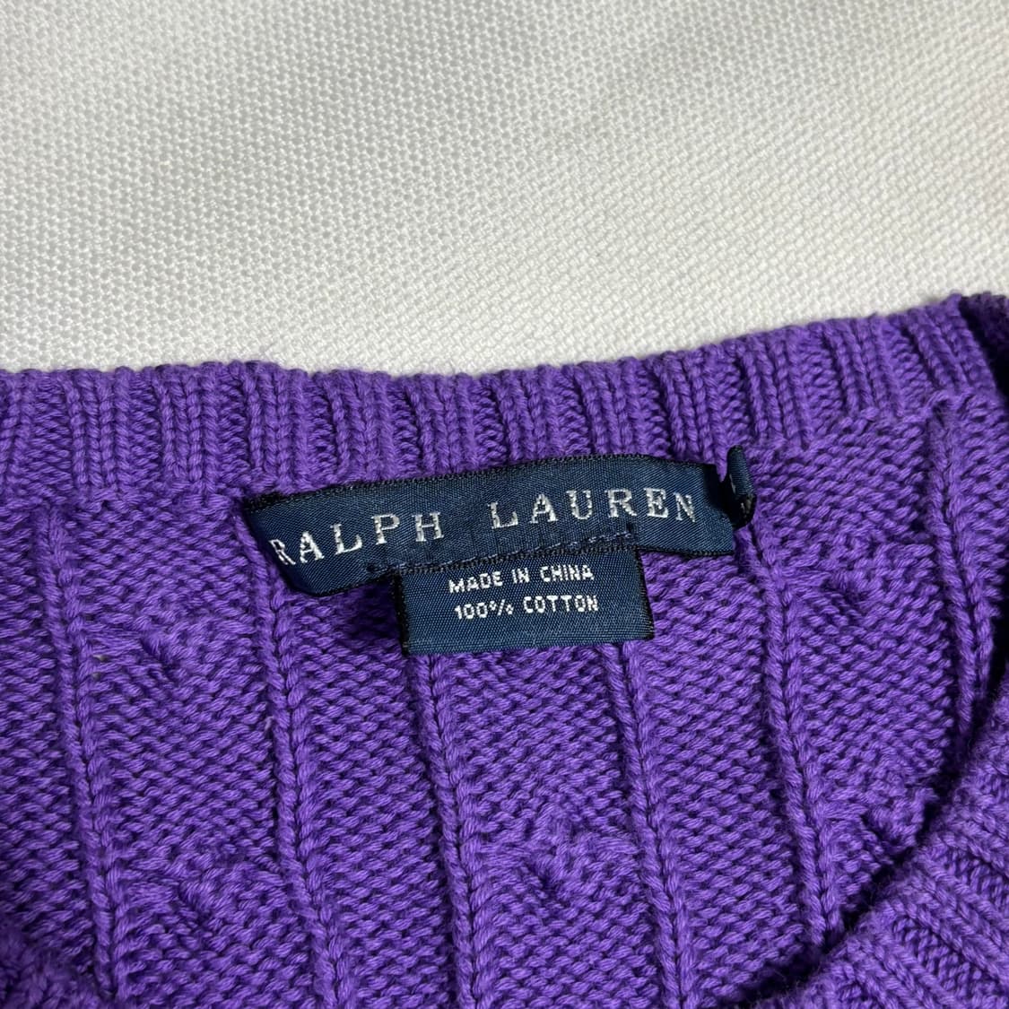 M 여성용 폴로랄프로렌 코튼 퍼플 케이블 니트 상품이미지4