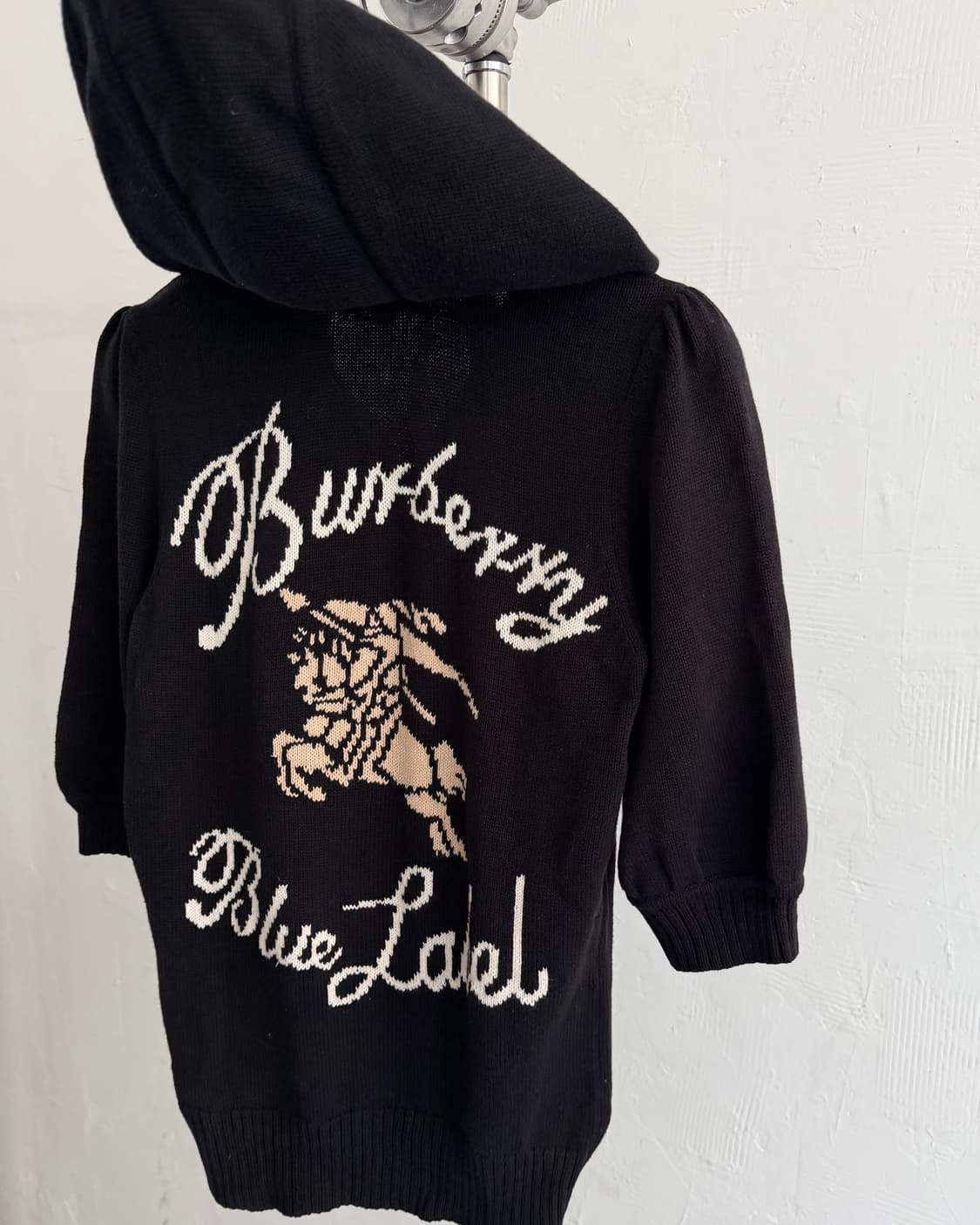 Burberry 버버리 블루라벨 빅로고 블랙 반팔 후드집업 상품이미지4