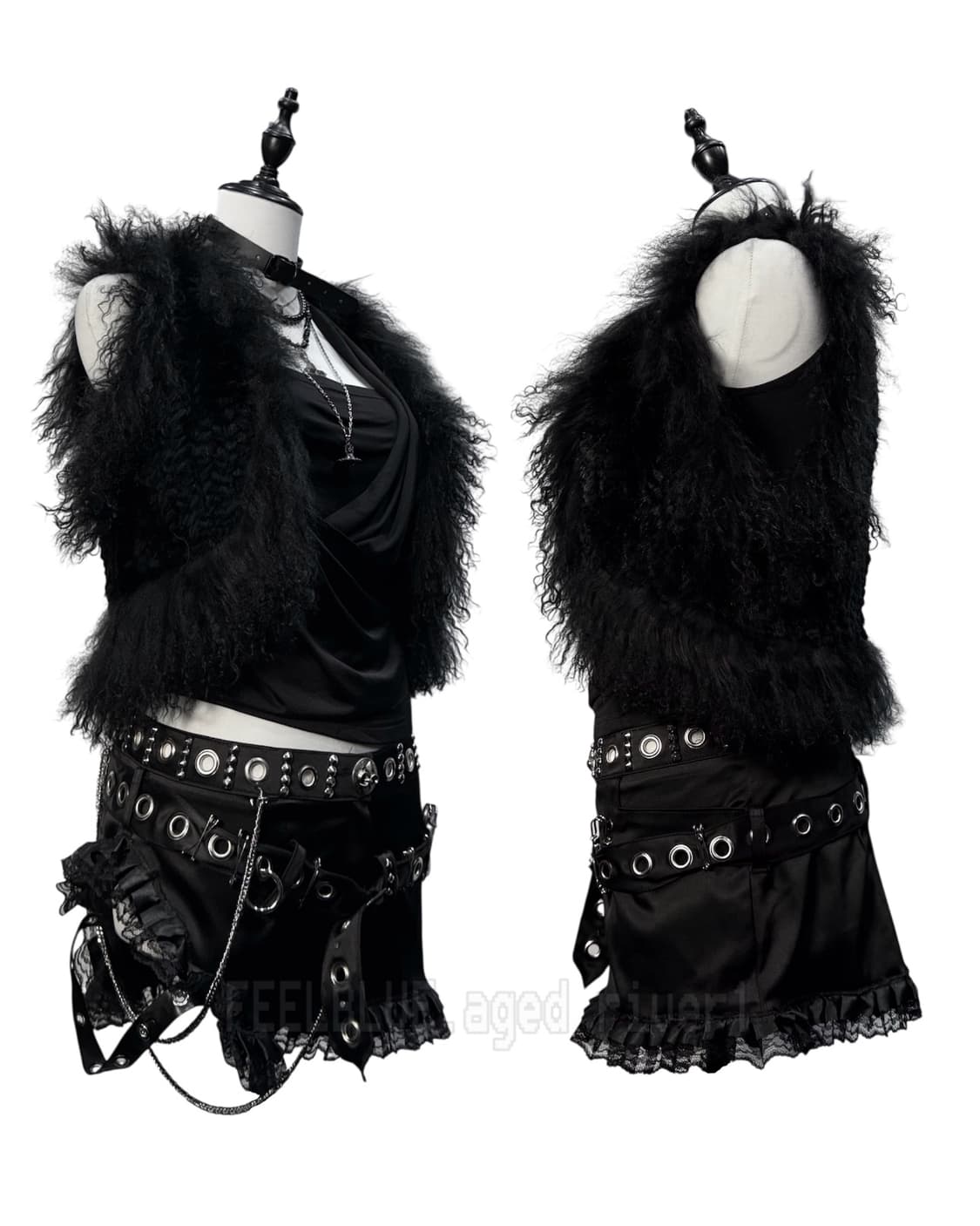 Gothic Drape Top Fur knit Coat SET(4pcs) 상품이미지10