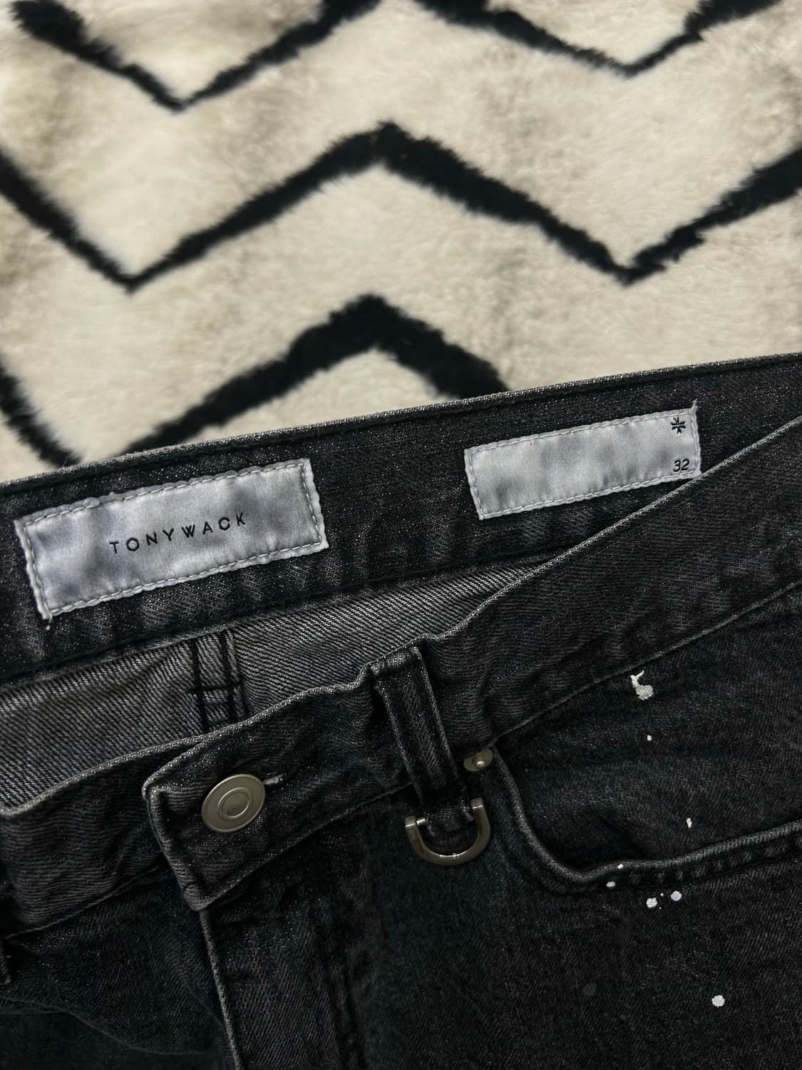 [32]토니웩 페인팅 Ankle 데님팬츠/흑청 상품이미지4