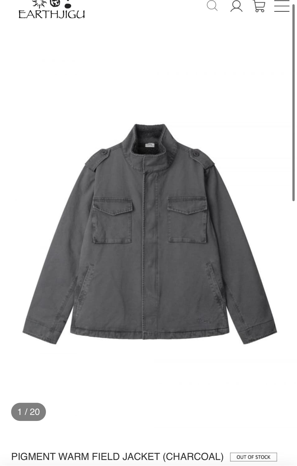 어스지구 PIGMENT WARM FIELD JACKET-CHARCOAL 상품이미지1