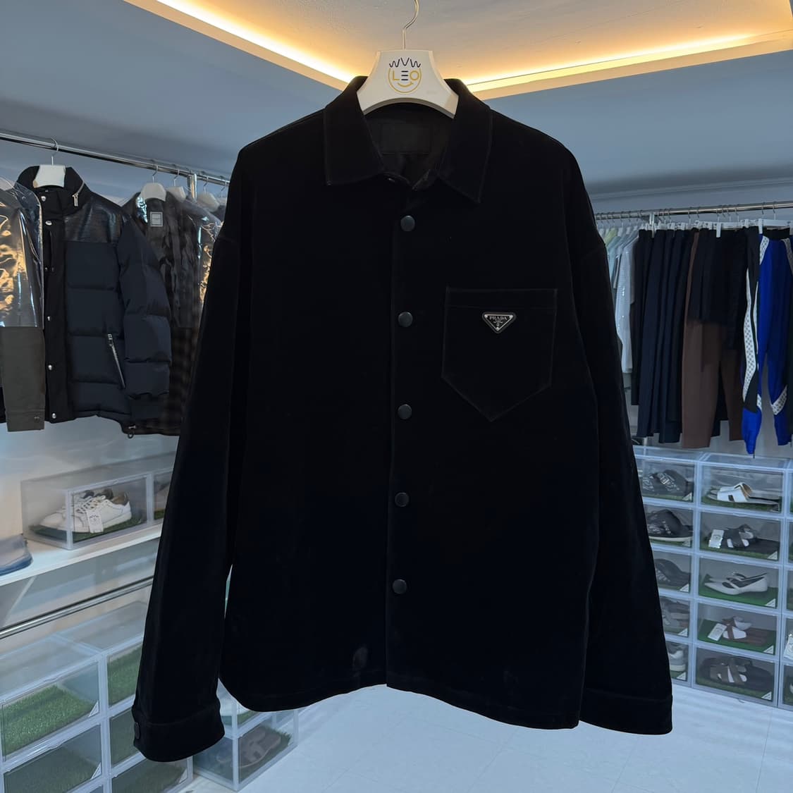 [리오브] 프라다 벨벳 코튼 오버셔츠 상품이미지1