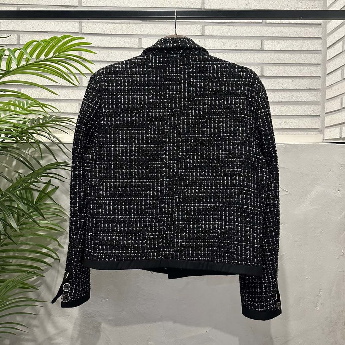 AMIRI 아미리 트위드 자켓 스티치 체크 패턴 4포켓 디테일 블랙 상품이미지3