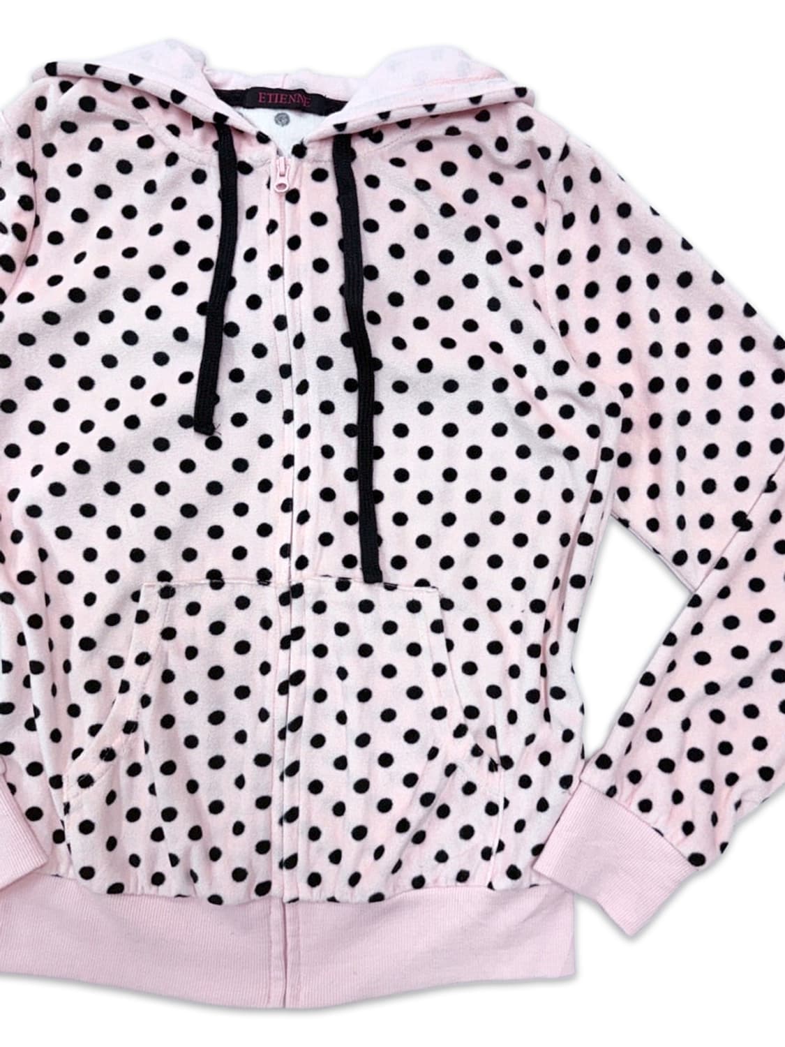 빈티지 ETIENNE 핑크 도트 후드집업 상품이미지2