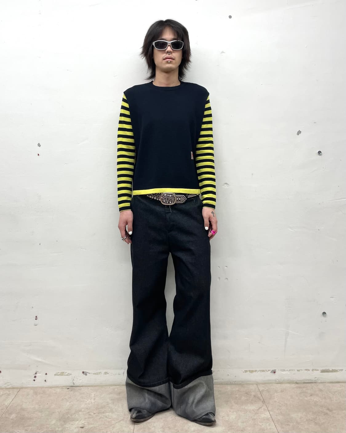 yellow stripe pig knitwear  상품이미지5