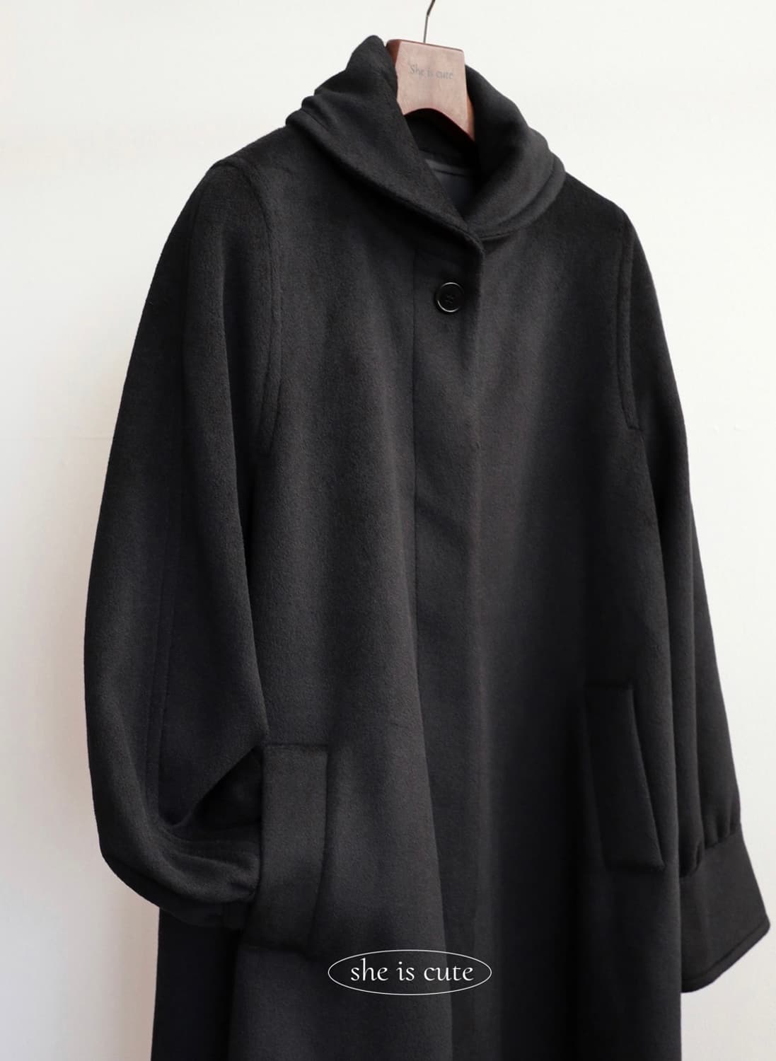 쉬이즈큐트 커들 코트 블랙 / cuddle coat black 상품이미지5