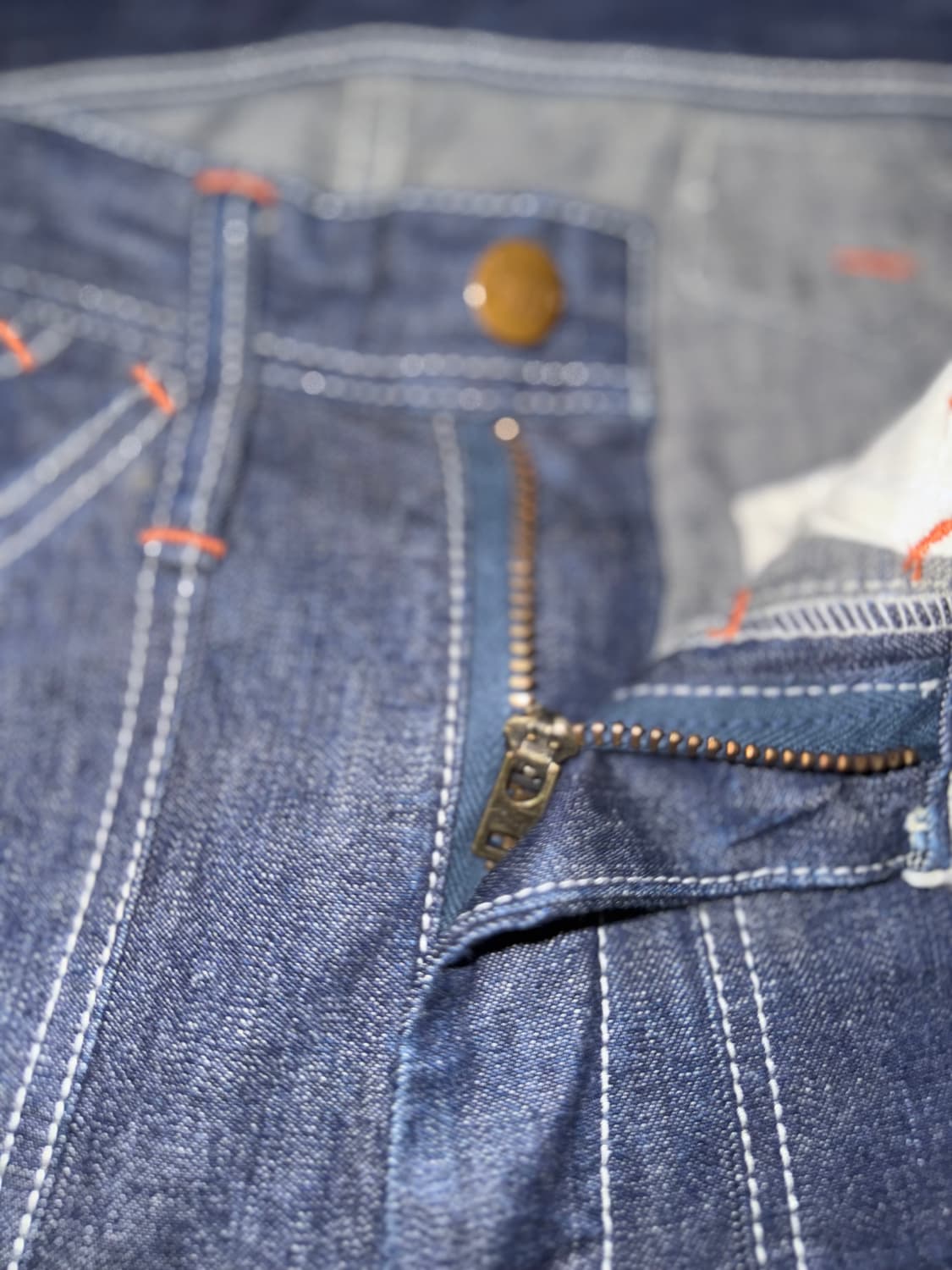 [30] 풀카운트 더블니 포켓 디테일 신치백 워크 팬츠 인디고 상품이미지3