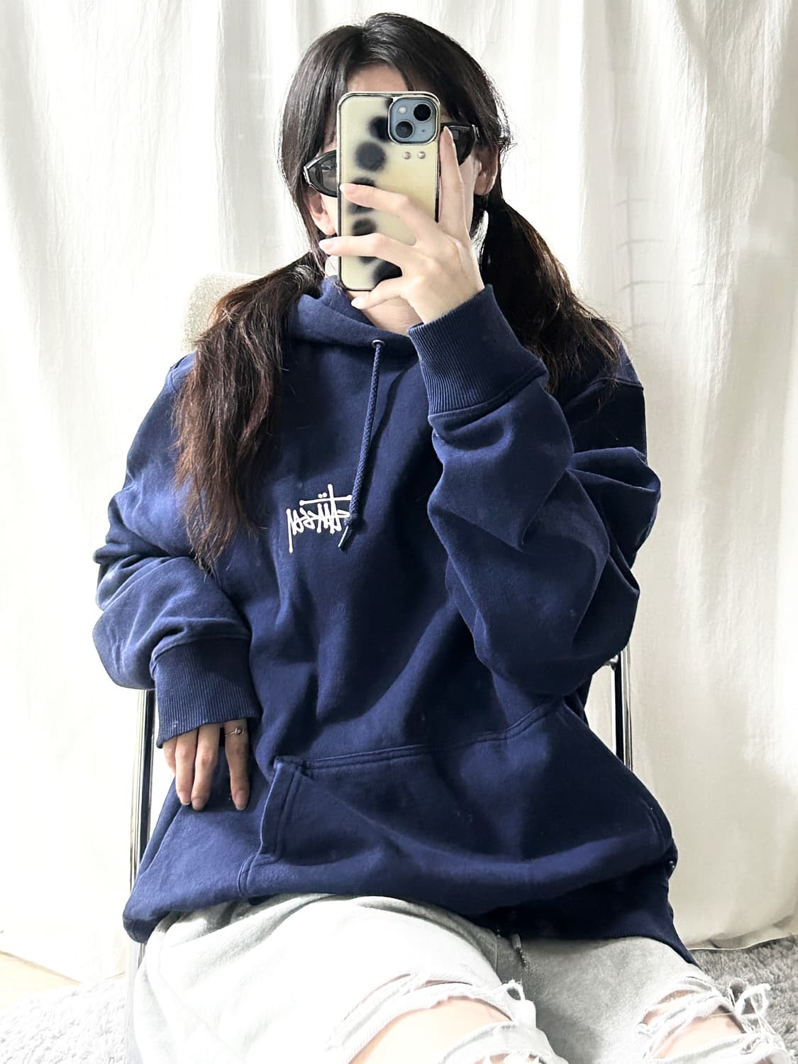 스투시 빅로고 다크네이비 후드 상품이미지1
