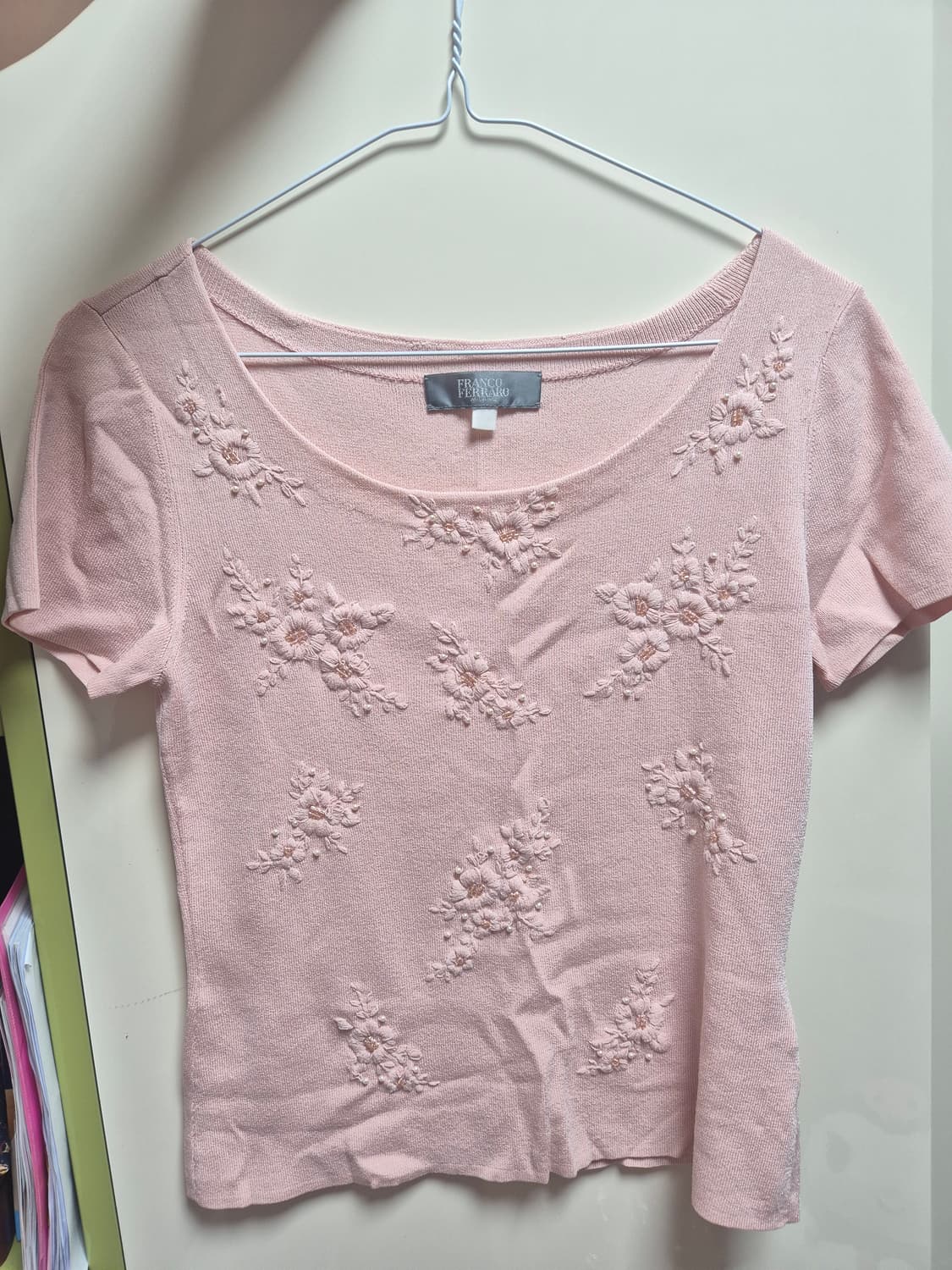 flower 비즈 자수 T 상품이미지1