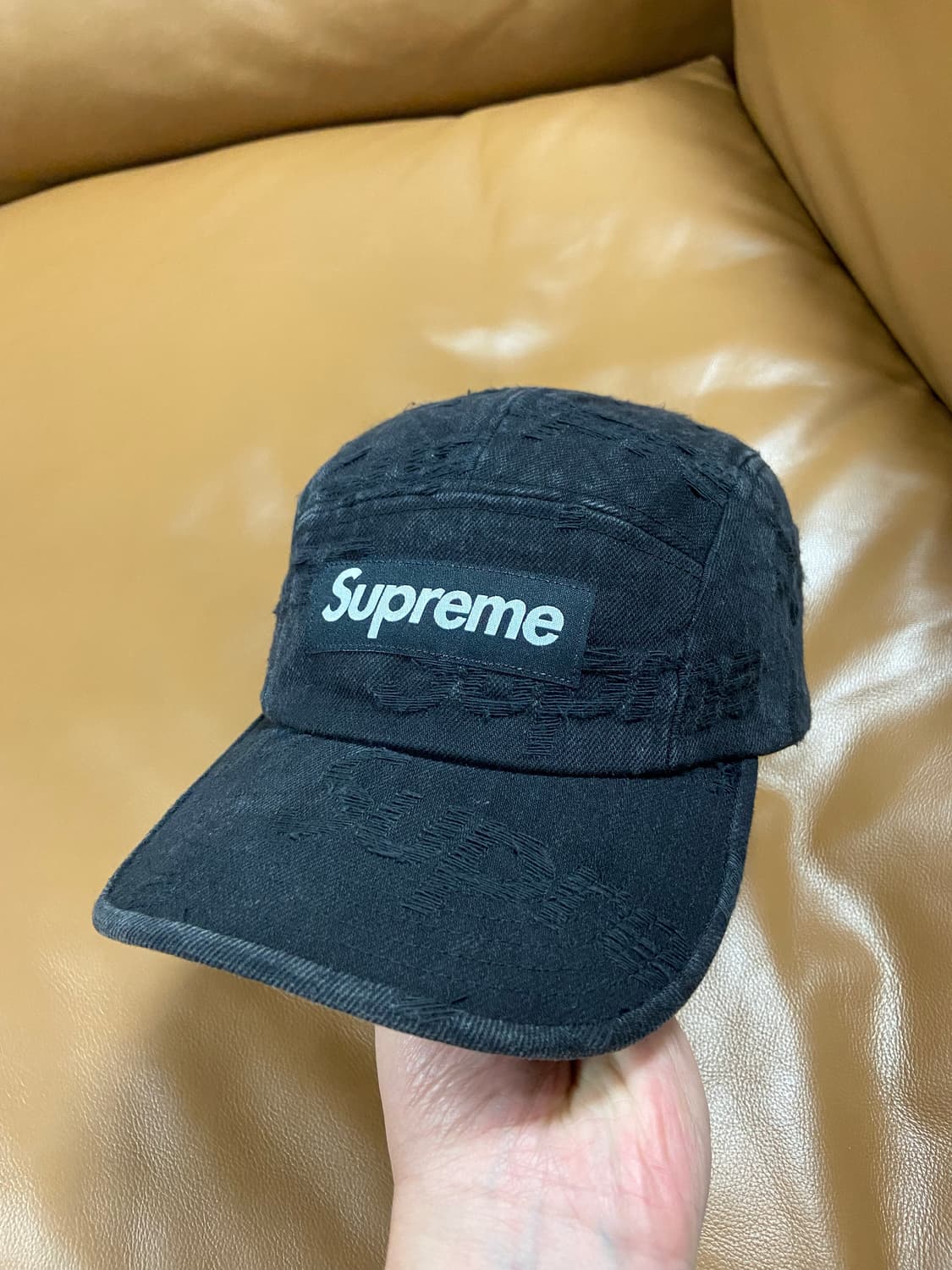 Supreme 슈프림 프레이드 데님 블랙 캠프캡 모자 상품이미지2