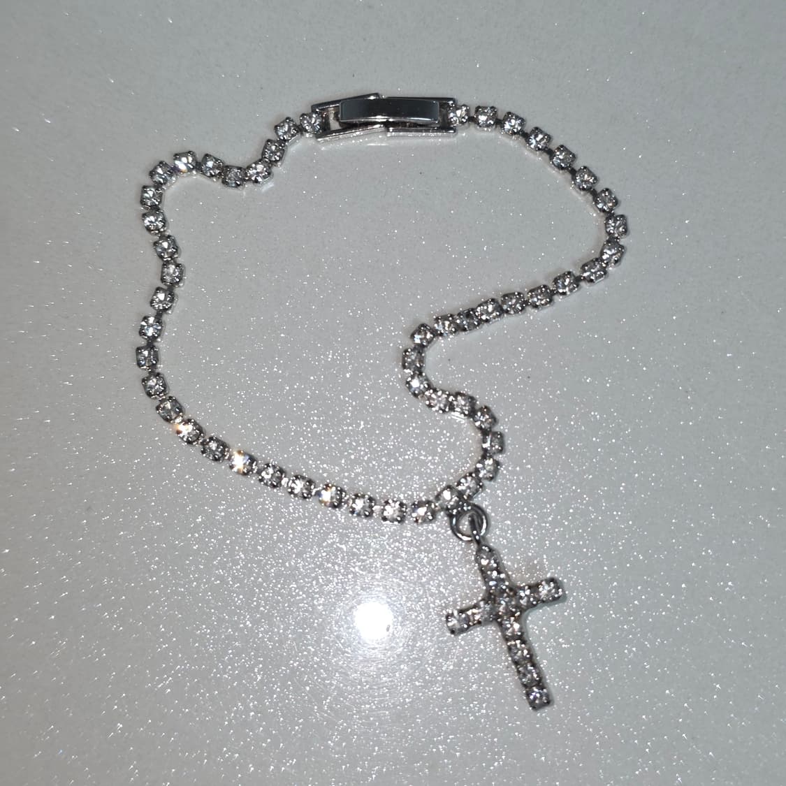 빈티지)십자가 모티브 오네갸루 y2k 큐빅 체인 팔찌 상품이미지1