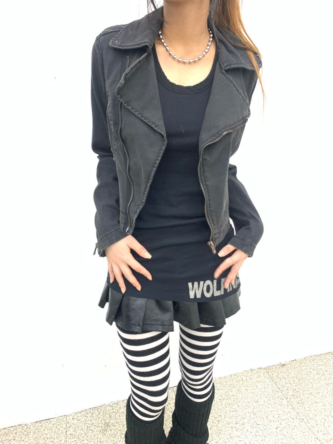 Denim asymmetrical rider jacket 상품이미지2