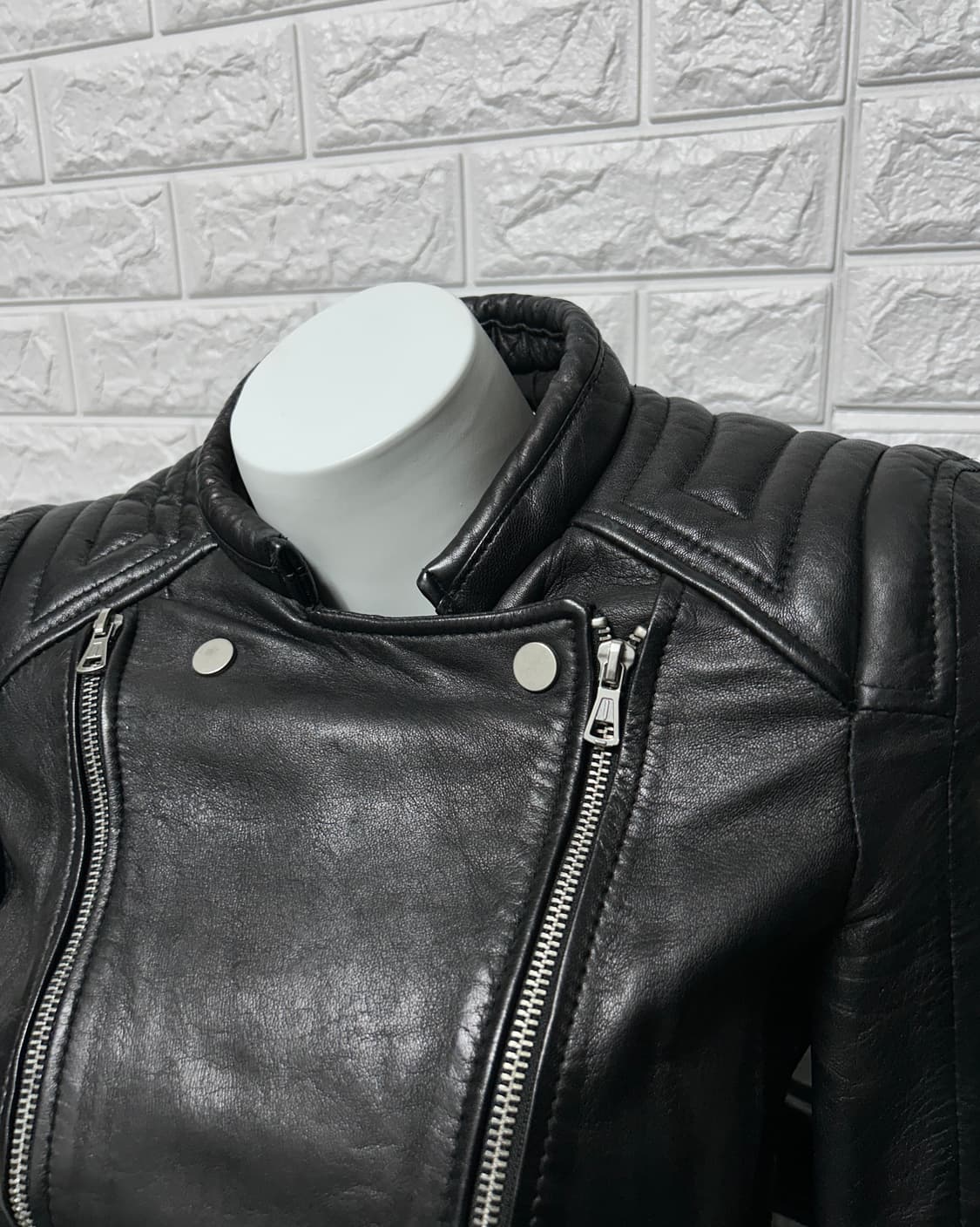 자라 램스킨 패디드 더블 지퍼 모토 자켓 상품이미지5