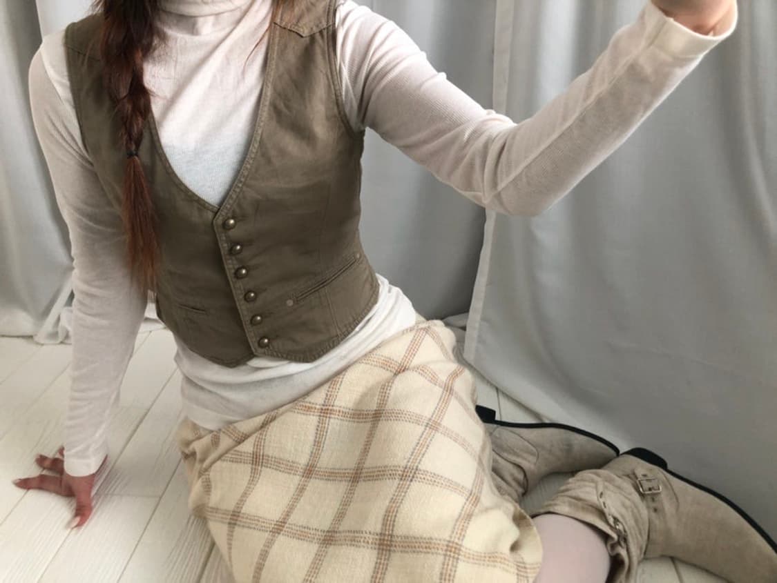 823. beige vintage vest  상품이미지5