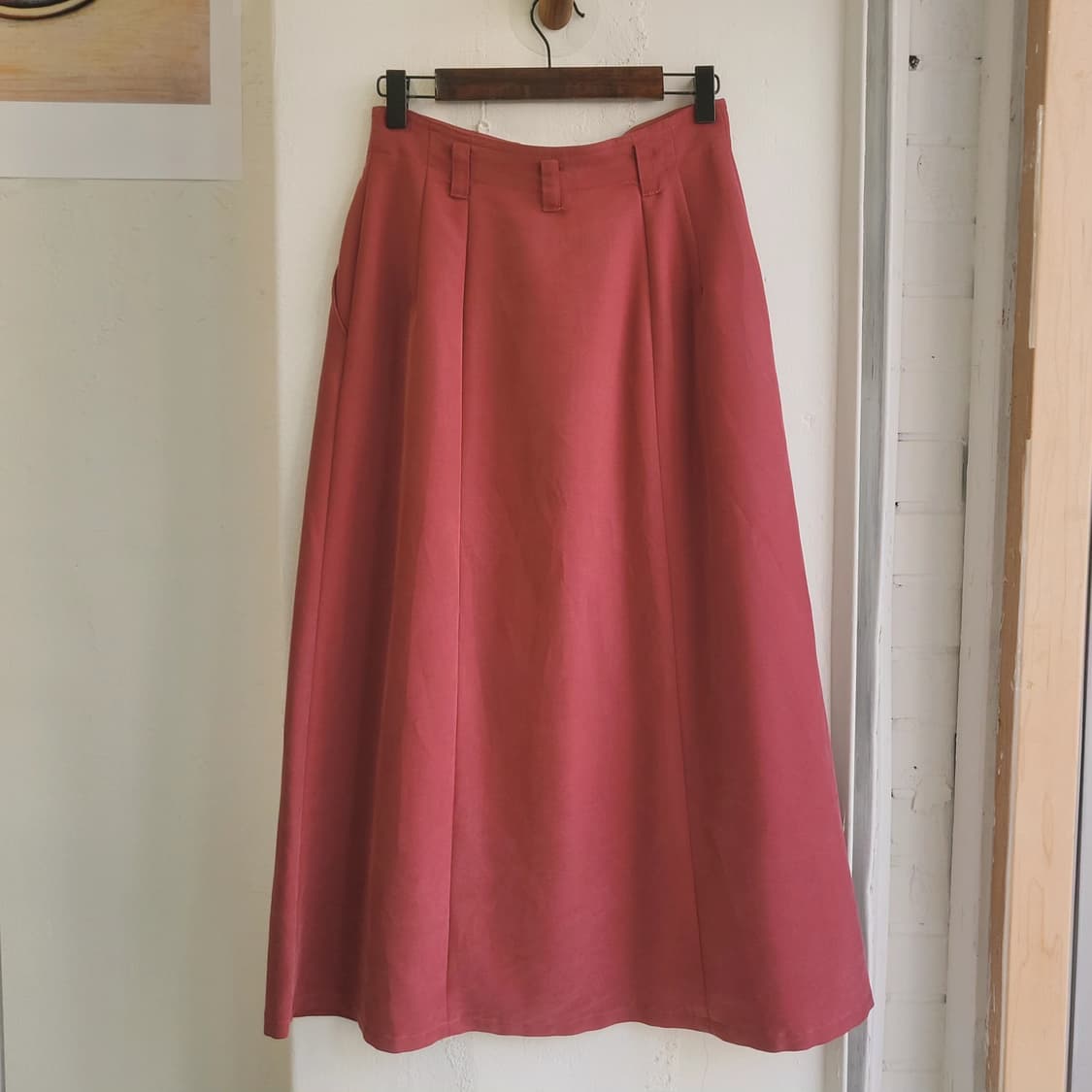 브릭레드 레이온 미디 스커트 상품이미지6