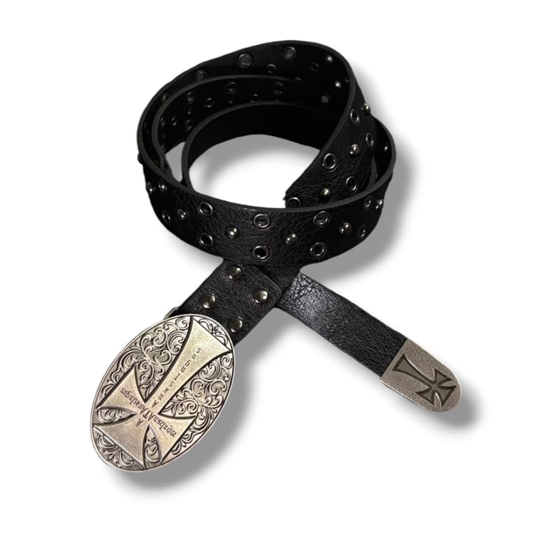 CROSS STUDDED EYELET LEATHER BELT 상품이미지4