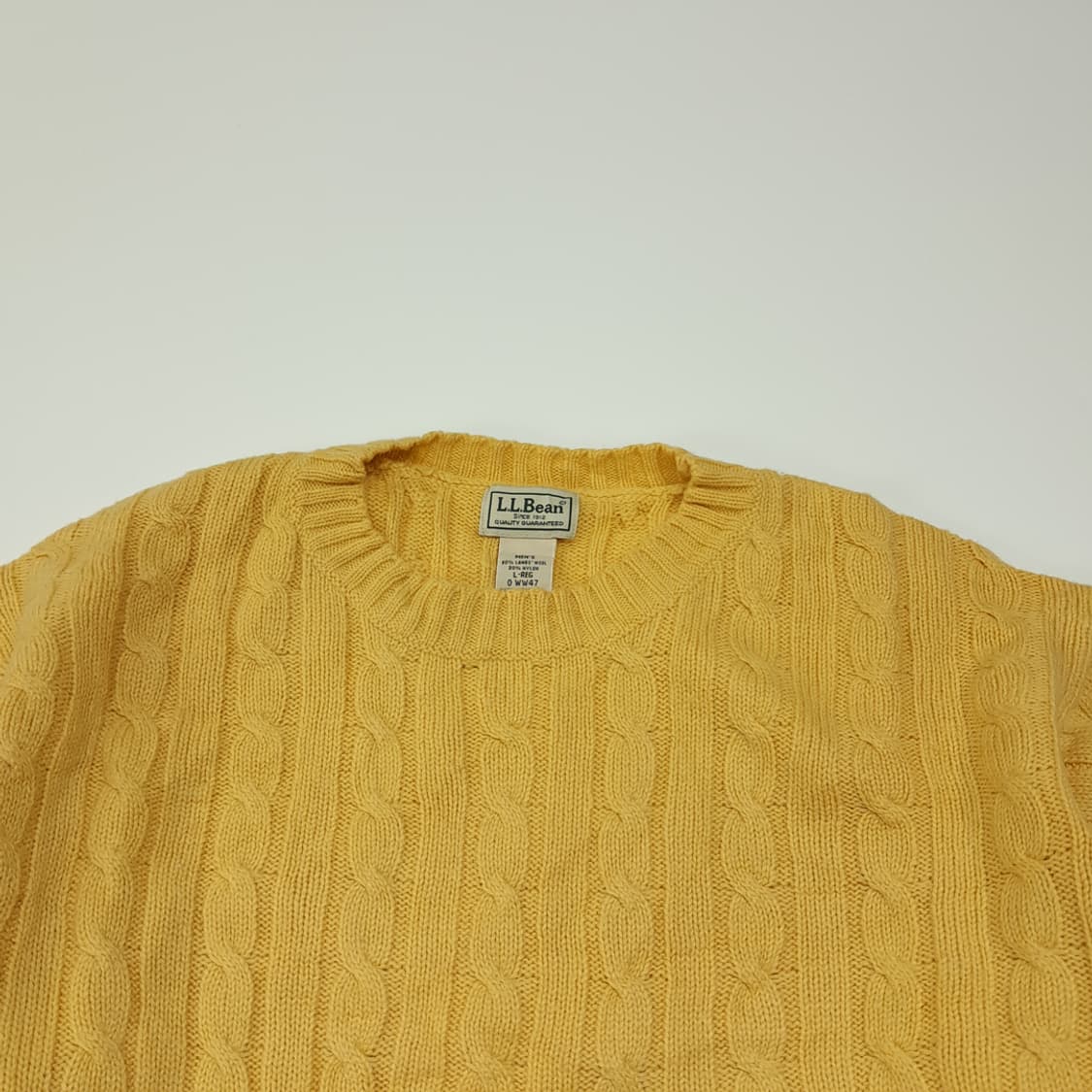 CL353 L 엘엘빈 90s 00s 램스울 케이블 옐로우 니트 스웨터 상품이미지2