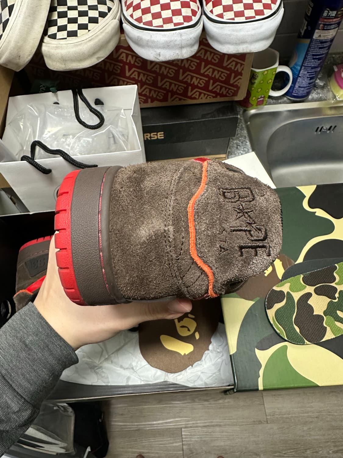 270 베이프 Sk8 스타 브라운 레드 상품이미지4