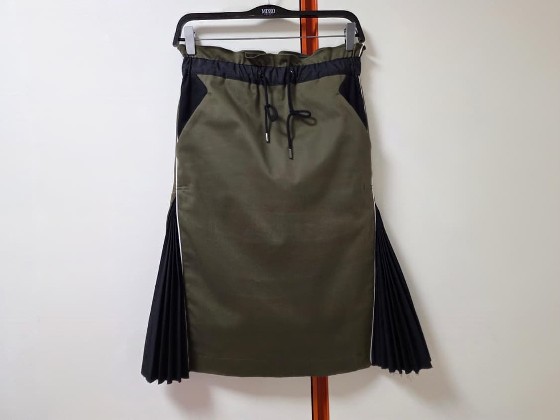 READY 2 WEAR 카키 플리츠배색 스커트 F
 상품이미지2