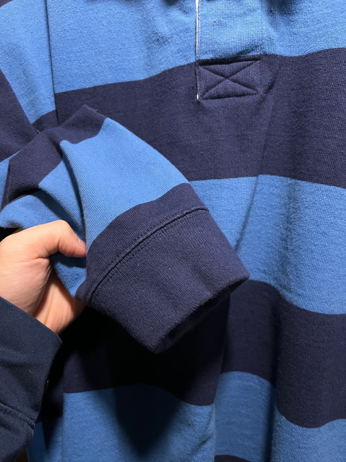[2XL]L.L.Bean 엘엘빈 파스텔블루 네이비 스트라이프 럭비 티셔츠 상품이미지4