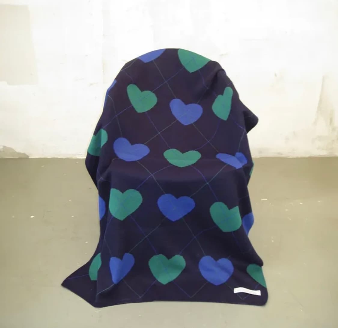 론론 하트 아가일 담요 네이비 상품이미지1