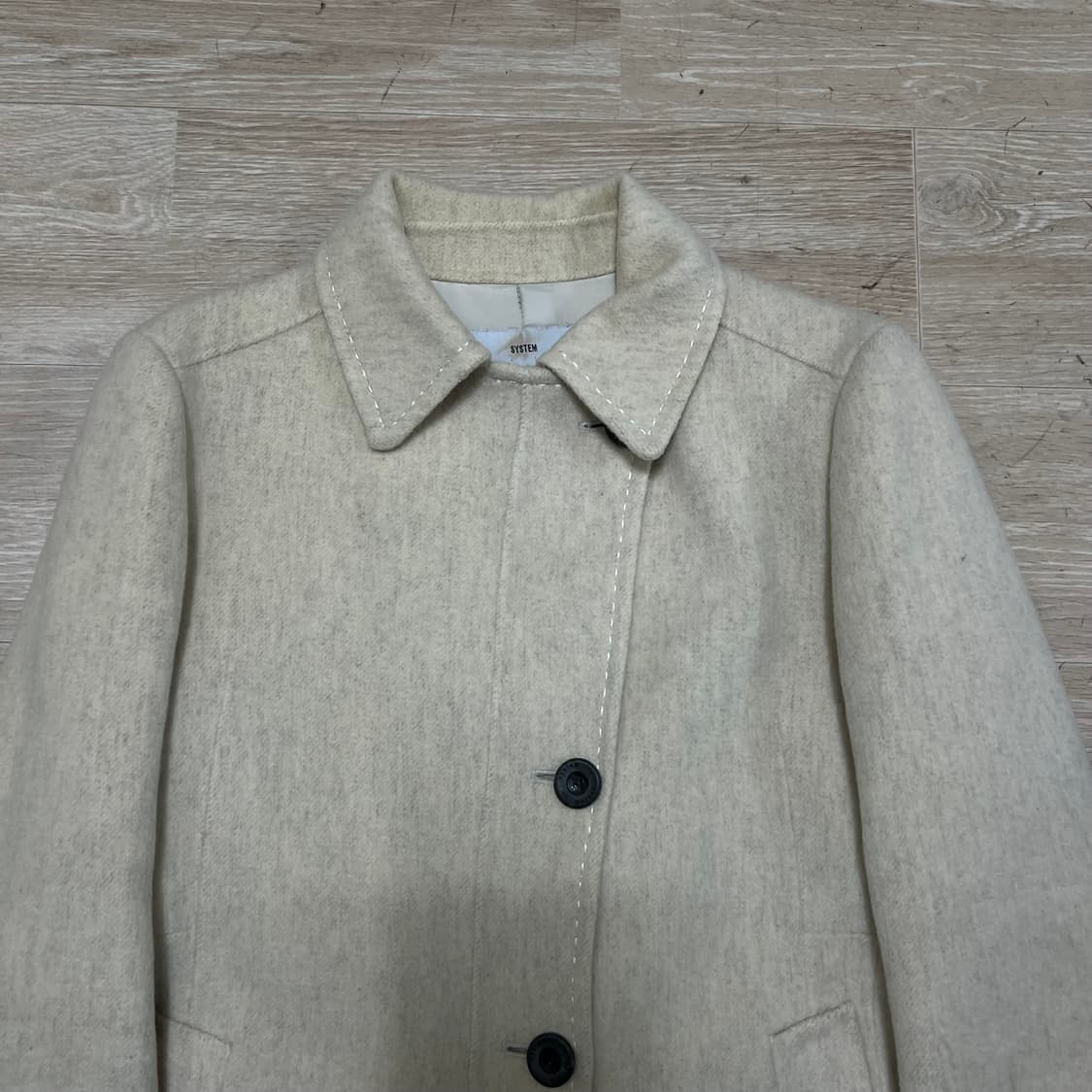 한섬 시스템 여성 핸드메이드 모직 싱글코트 [크림] 82-94-160 상품이미지2