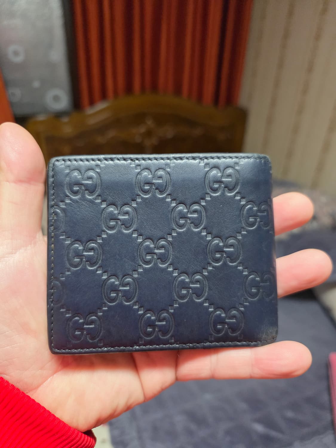 (정품) 구찌 시그니처 시마반지갑/365466/네이비 색상/개인 상품이미지4