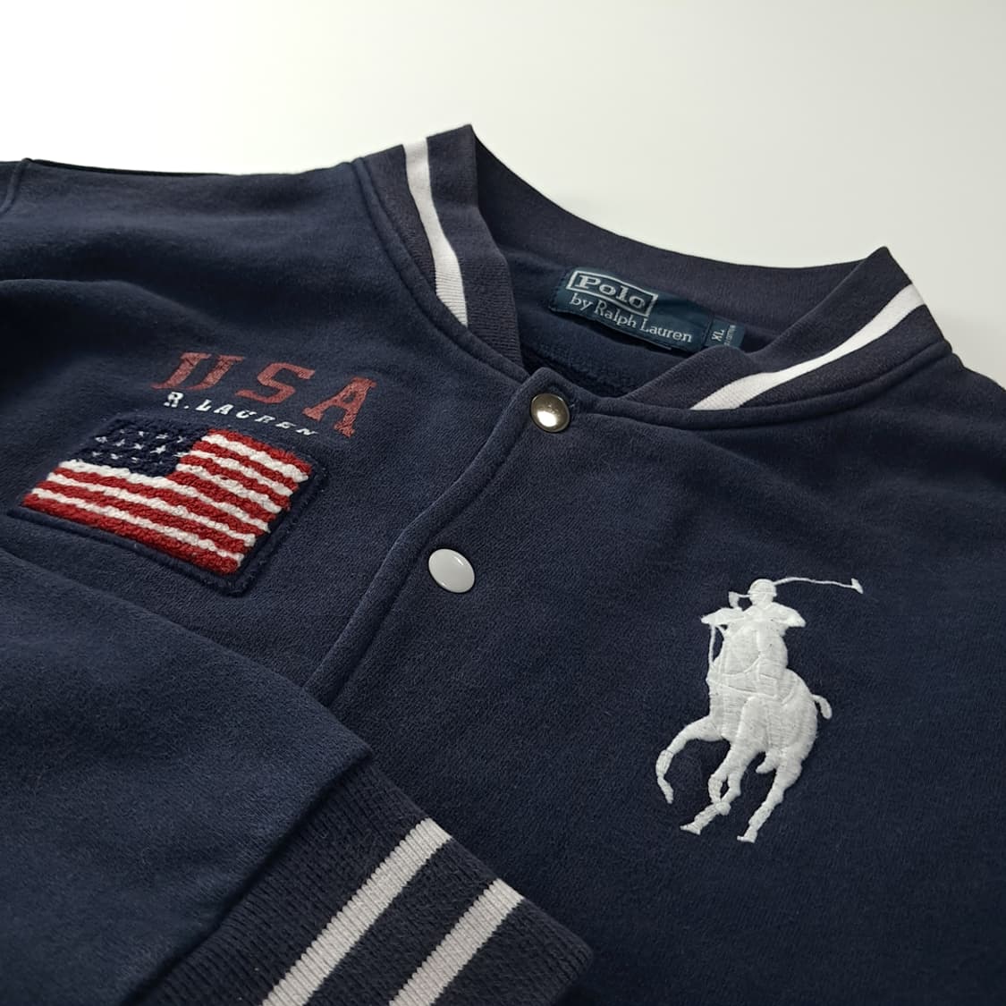 CJ248 XL 폴로 빅포니 성조기 USA 바시티 스타디움 자켓 상품이미지3