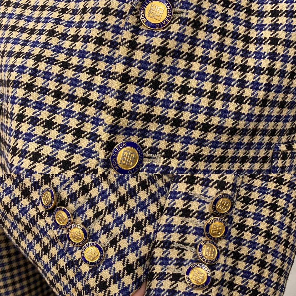 지방시 무슈 금장 울 쉐퍼드 체크 블레이저 상품이미지5