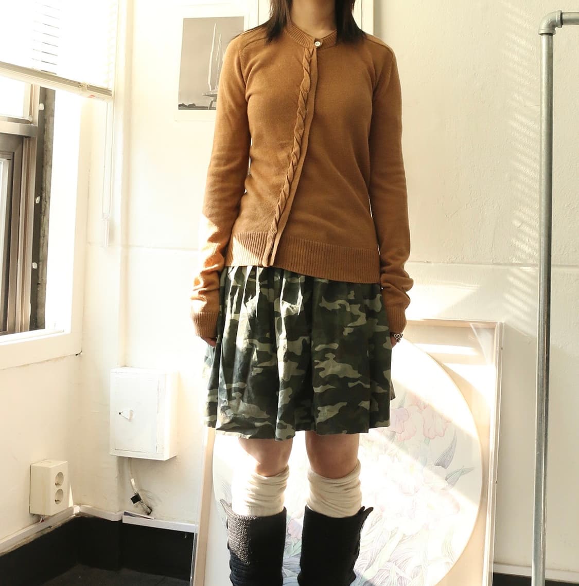 요시콘도 사선 케이블 가디건 상품이미지1