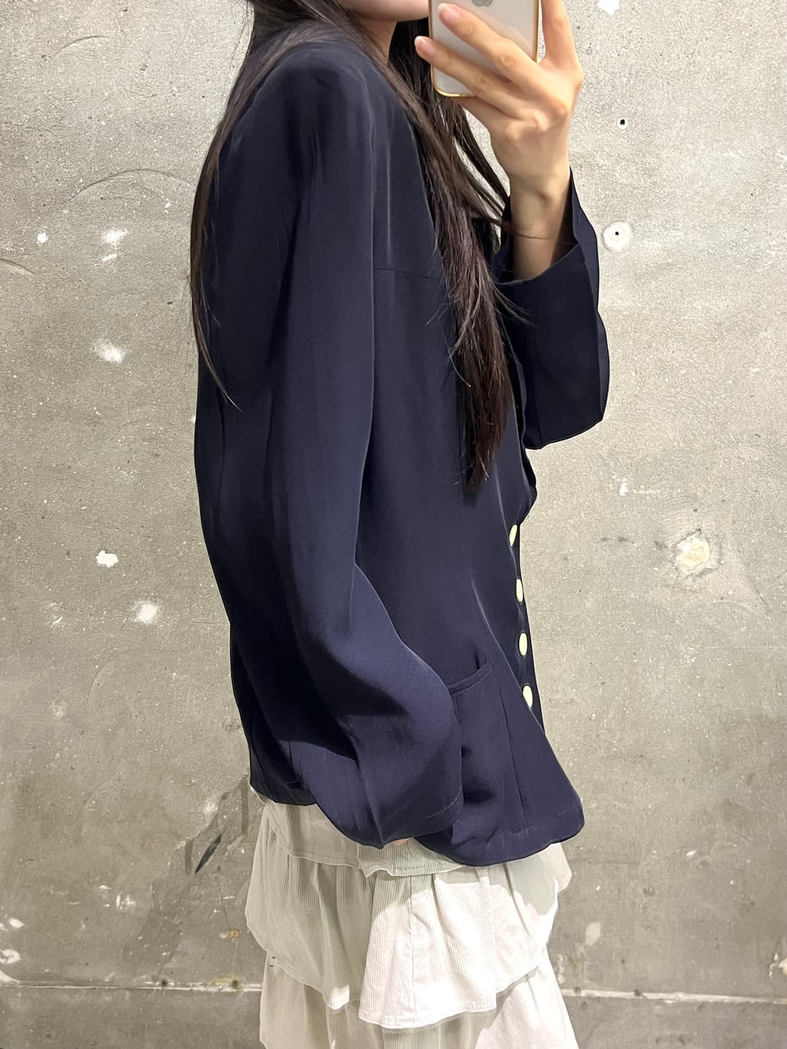 YohjiYamamoto 요지야마모토 네이비 카라 블레이저  상품이미지3
