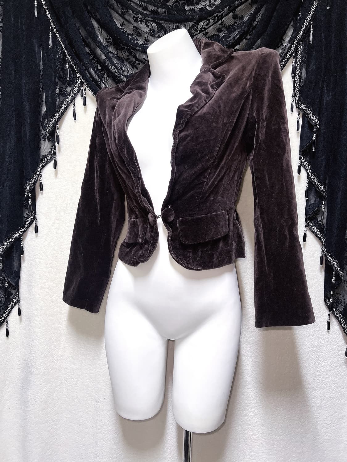 로맨틱고딕 고스로리 펑크 브라운 벨벳 블레이저 자켓 공겜 오리엔탈 갸루 상품이미지1