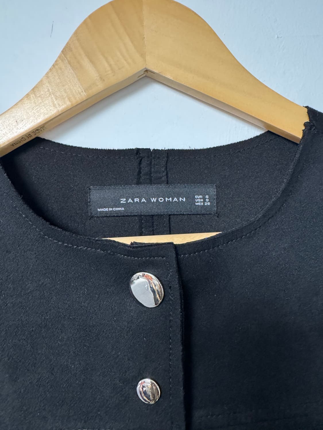 zara 자라 블랙 스웨이드 금장 버튼 미디 자켓 원피스 S 상품이미지4