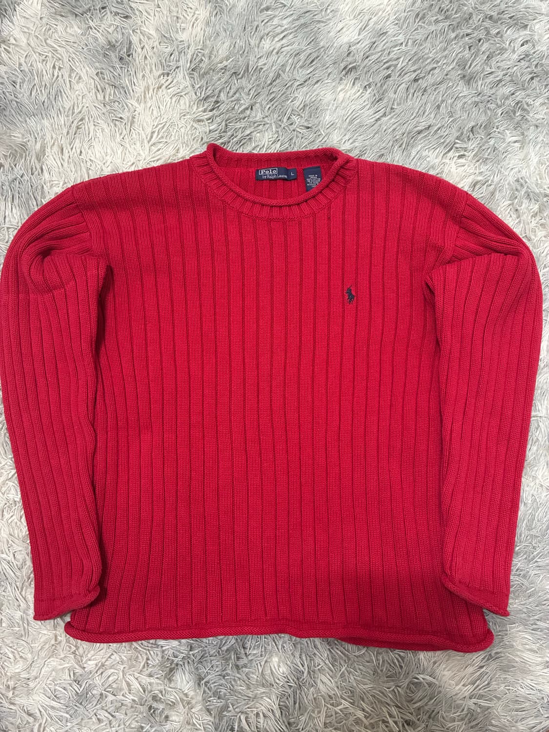 폴로 랄프로렌 블루포니 컷오프 레드 니트(L) 상품이미지3