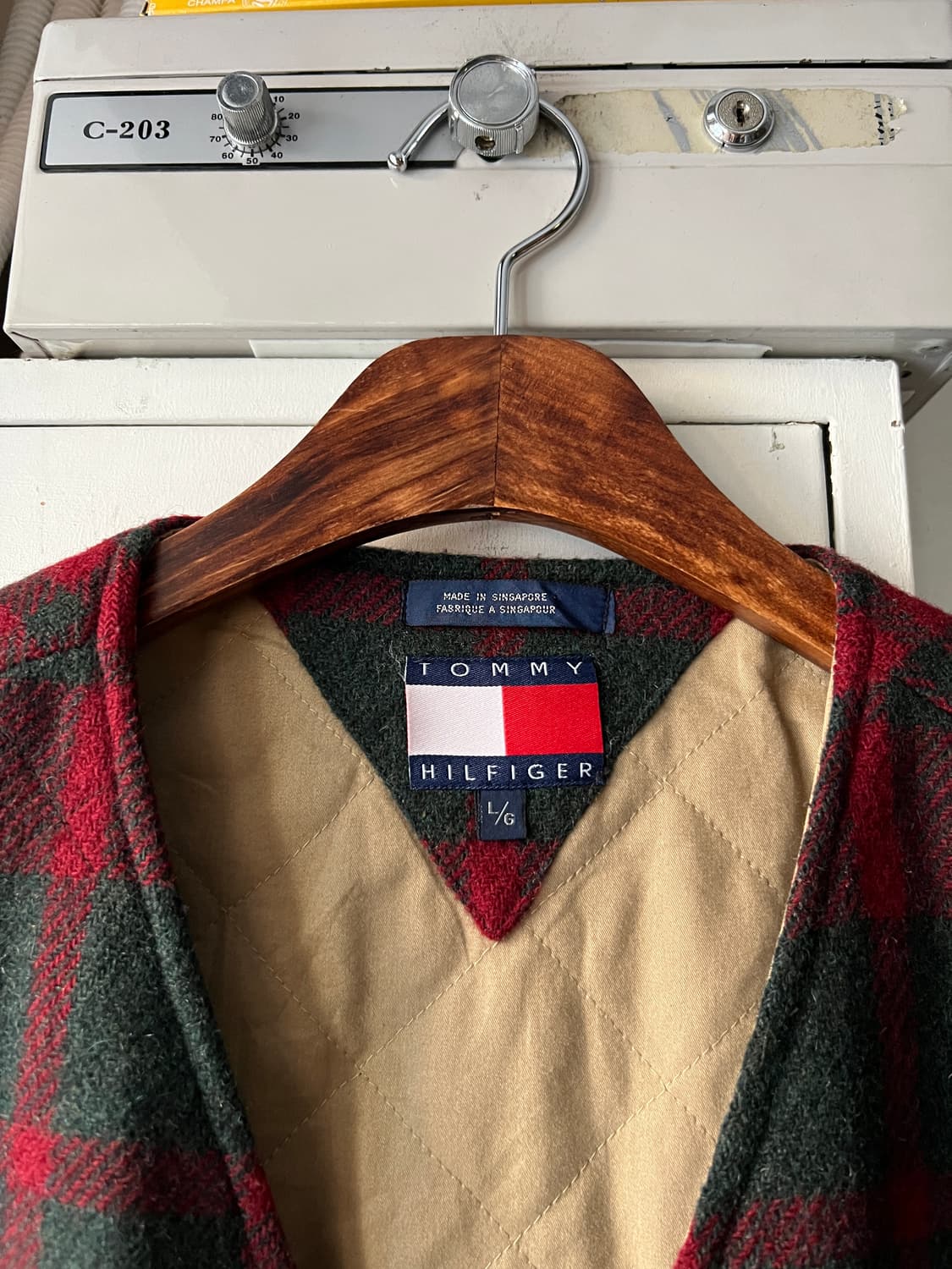 [L]90's 타미힐피거 USA 퀄팅 체크 울 베스트 상품이미지2