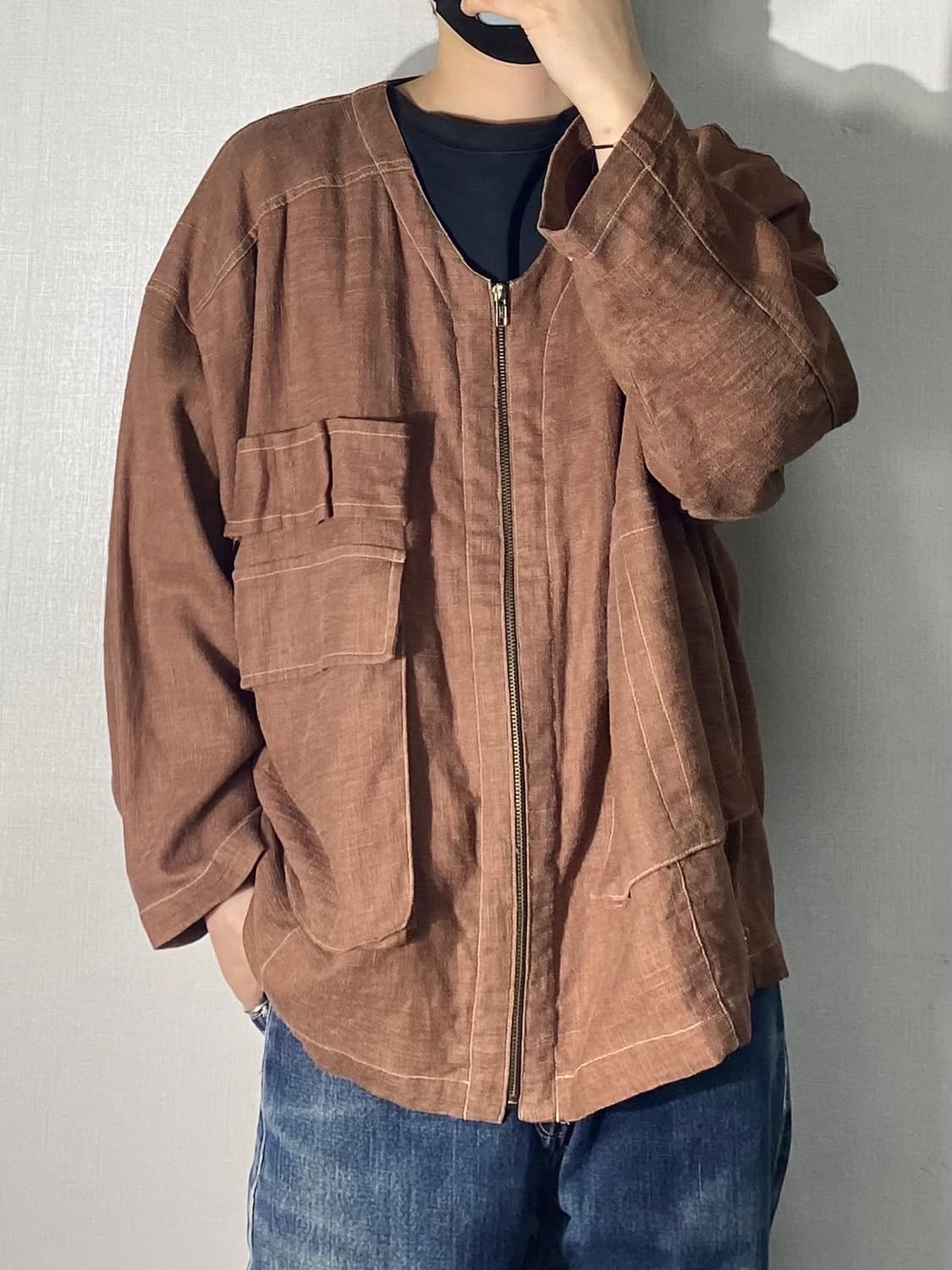 [F] 90s Vintage 빈티지 브라운 리넨 자켓 상품이미지7