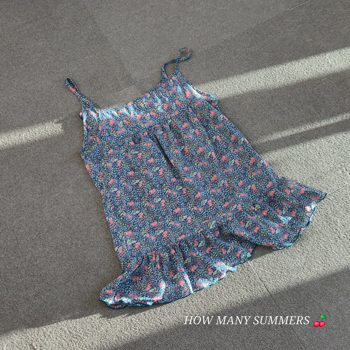 플라워 패턴 블루 네이비 슬리브리스 여름 상품이미지3