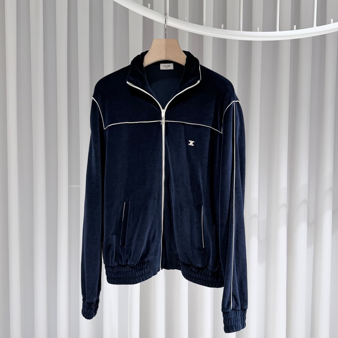 L / 셀린느 트리오페 벨벳 네이비 집업 상품이미지5