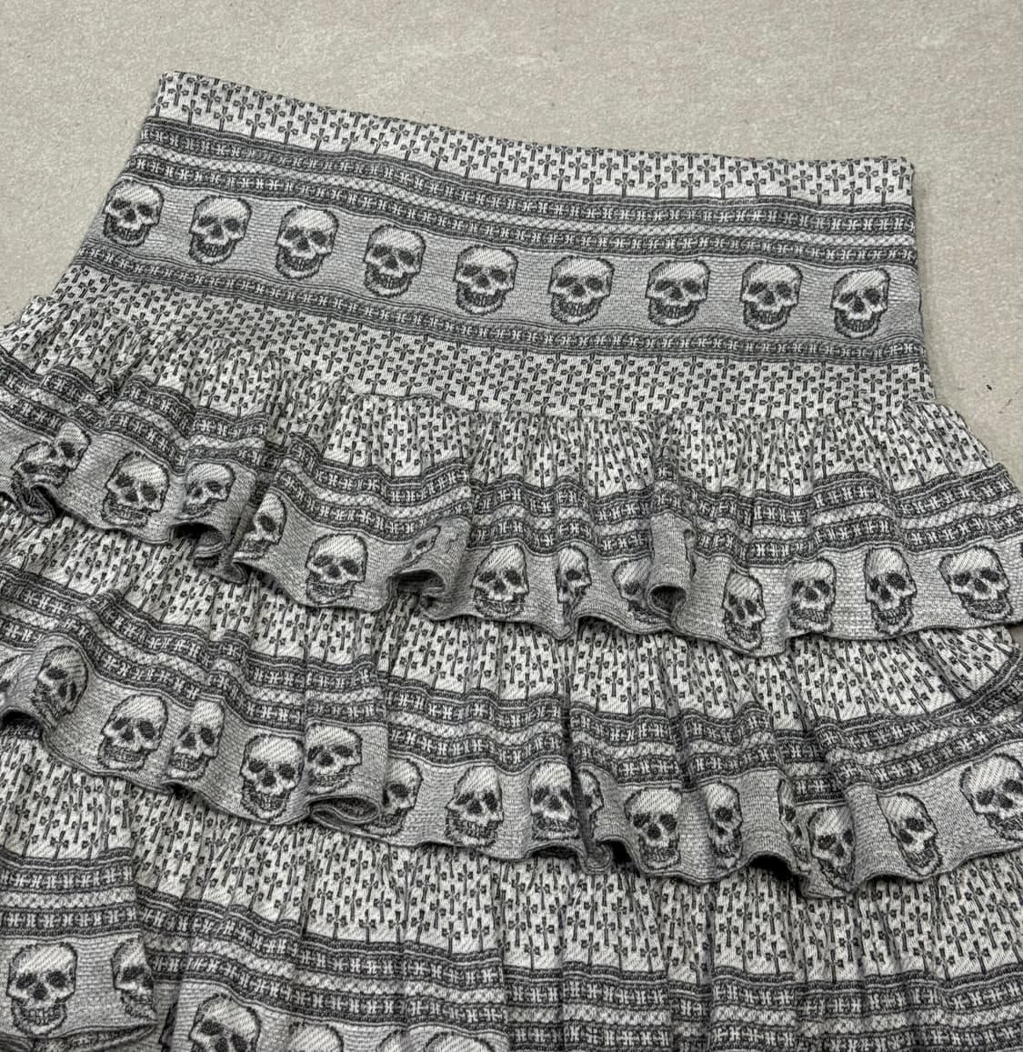 히스테릭 글래머 아카이브 3단 프릴 해골 패턴 스커트 치마 상품이미지2