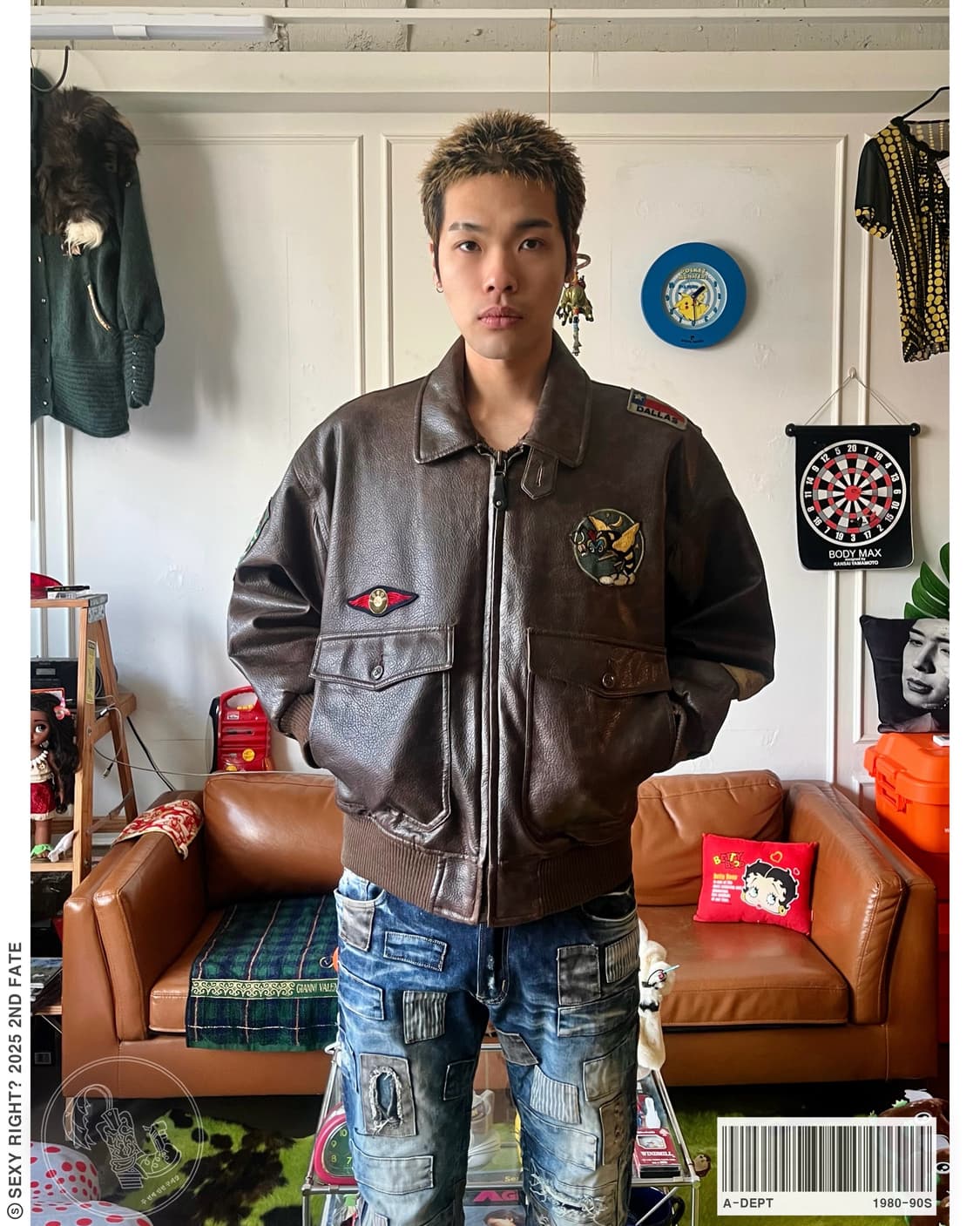 1980-90s A-DEPT Leather A-2 Bomber JK 상품이미지1