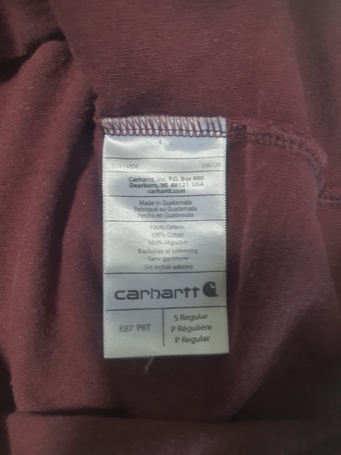 칼하트 윕 포켓 반팔티 버건디 S 상품이미지6