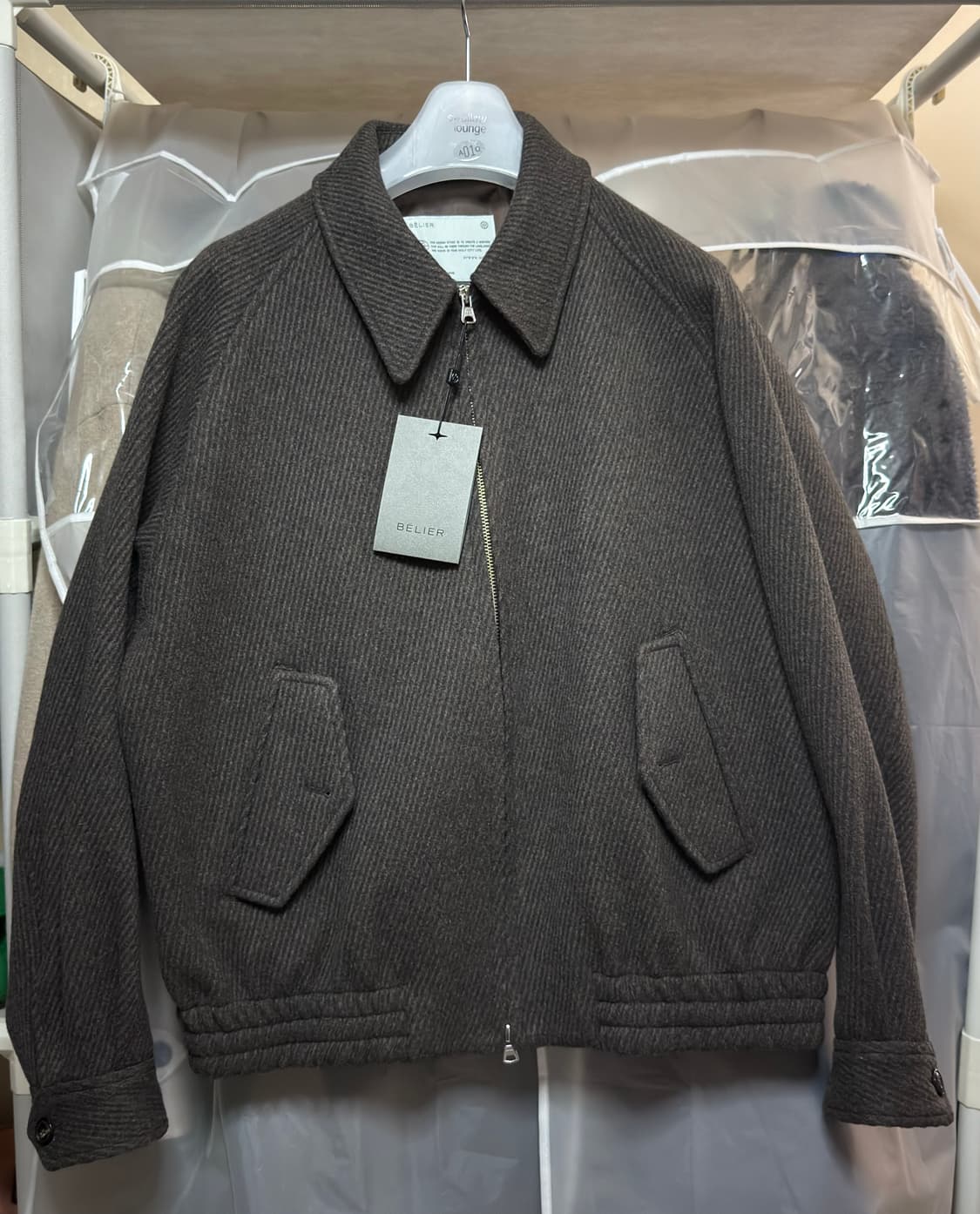 [105] 벨리에 다이에그널 헤비 울 자켓 - 멜란지 브라운 상품이미지2