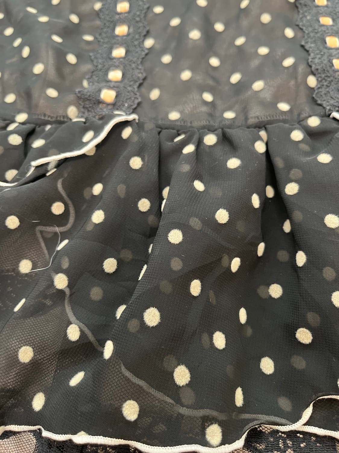 블랙 시스루 도트 슬리브리스 미니 원피스 상품이미지5