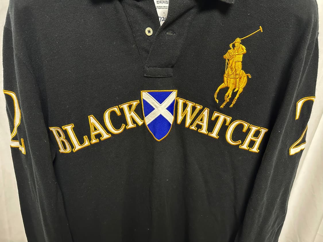 no.95 폴로랄프로렌 치프키프 블랙와치 롱슬리브럭비티 L 상품이미지2