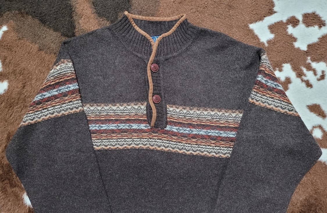 폴로 랄프로렌 브라운 모직&스웨이드 넥라인 스웨터(M~L사이) 상품이미지2