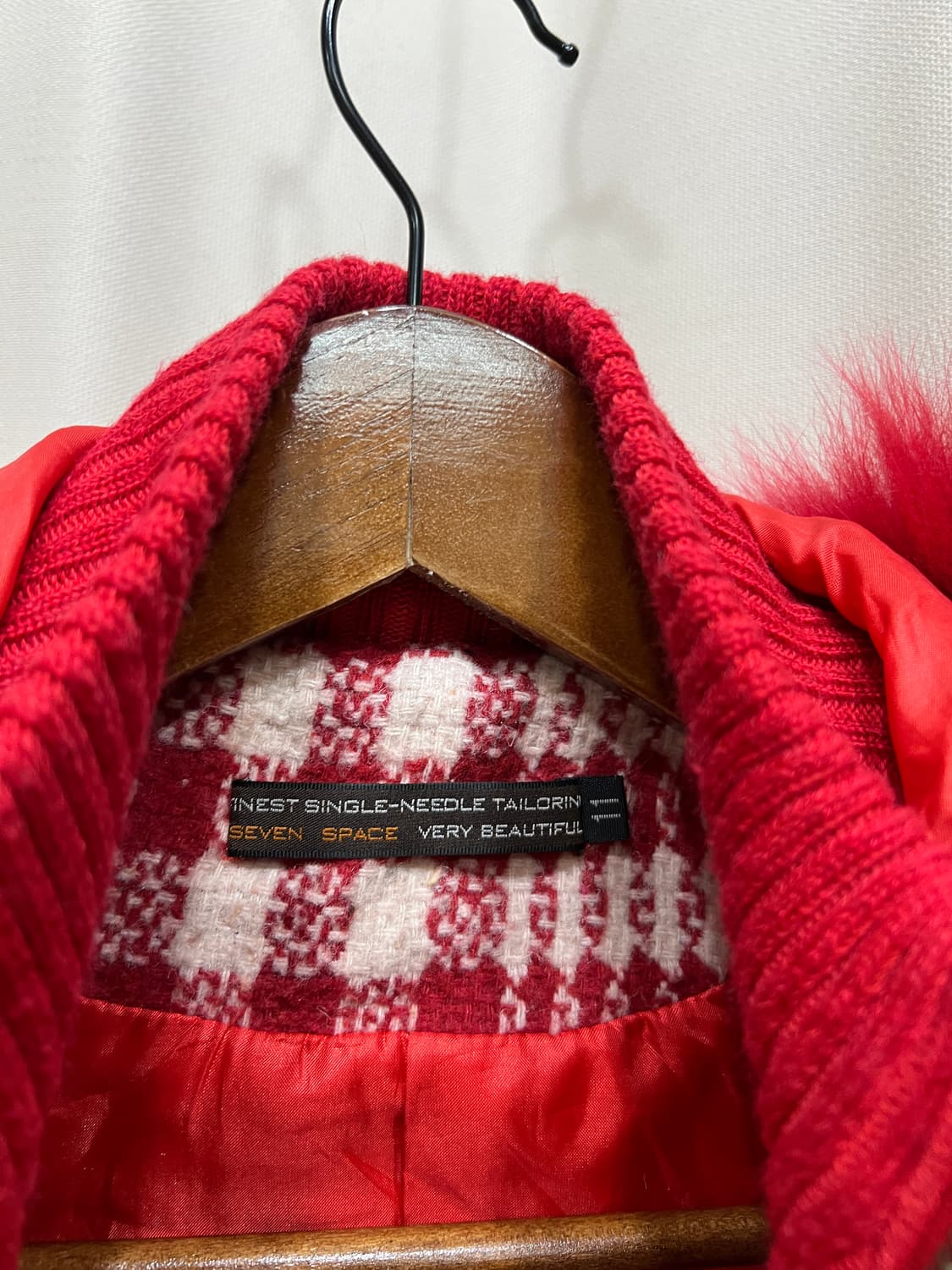 빈티지 떡볶이단추 체크 모직 블루종 자켓 상품이미지5